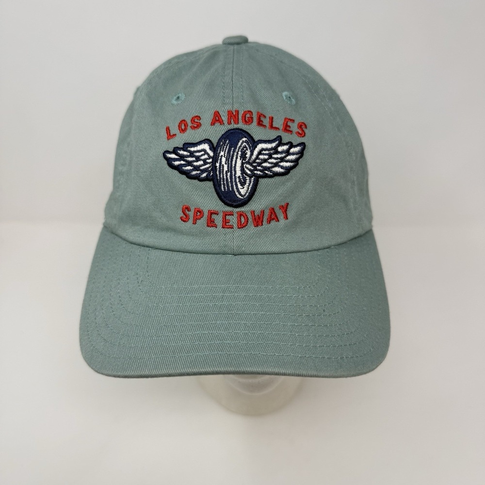 Los Angeles Speedway American Needle Slouch Adjustable Strap Back Hat Cap Green
